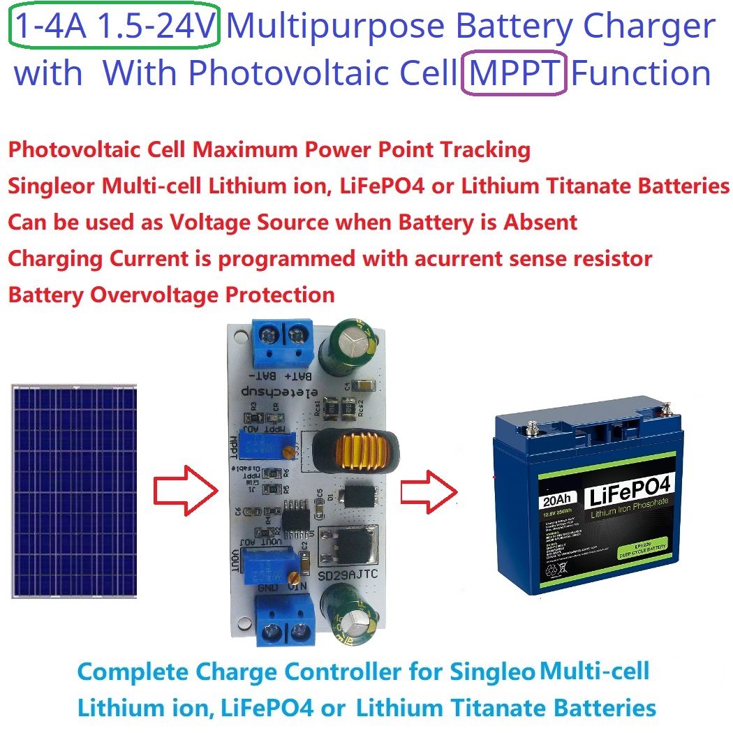 Li Ion Charger Module - MPPT Solar Charge Controller Module 4A