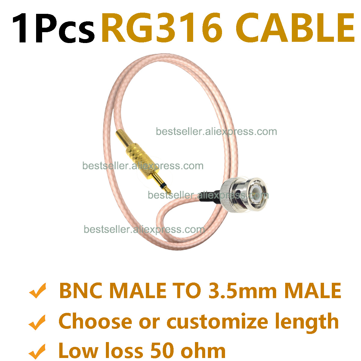 Jumper Wire Kit - 1Pcs RG316 BNC Male to 3.5mm