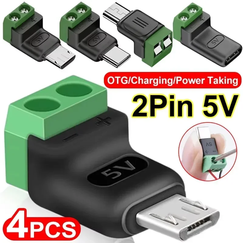 Screw Terminal Block - 1-4Pcs Solderless Plug USB C to