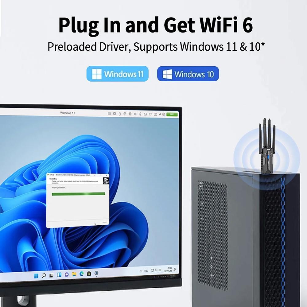 WiFi 6 USB Adapter 1800Mbps Du - Antenna 2.4Ghz review and price
